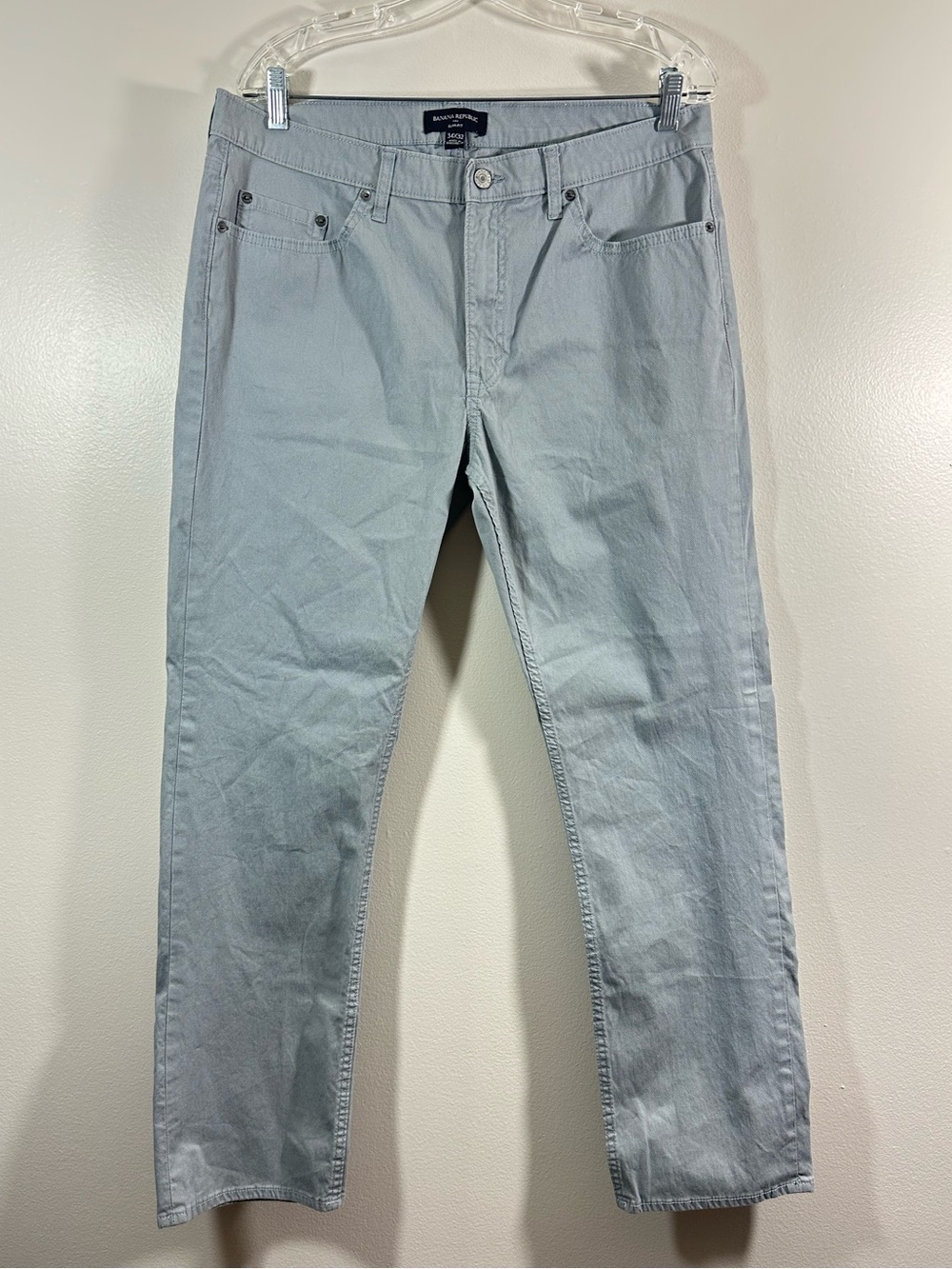 Banana Republic Mens Slim Fit Gray Khaki Pants Sz 34x32 Cotton Stretch